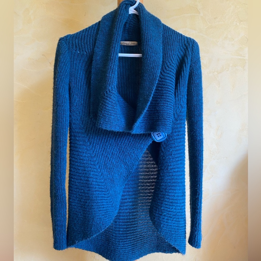 Women's Wool Blend Teal Cardigan